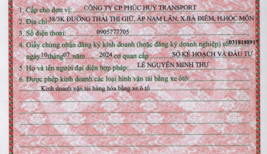 Giấy phép kinh doanh vận tải
